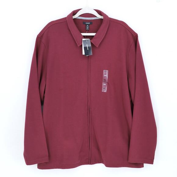 Alfani Men's Maroon Red Cotton Harrington French Terry Zip Front Jacket Size XXL - Picture 2 of 4